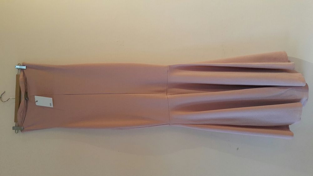 Nowa suknia asos maxi r.10 36/38 bez ramiączek brudny róż dopasowana
