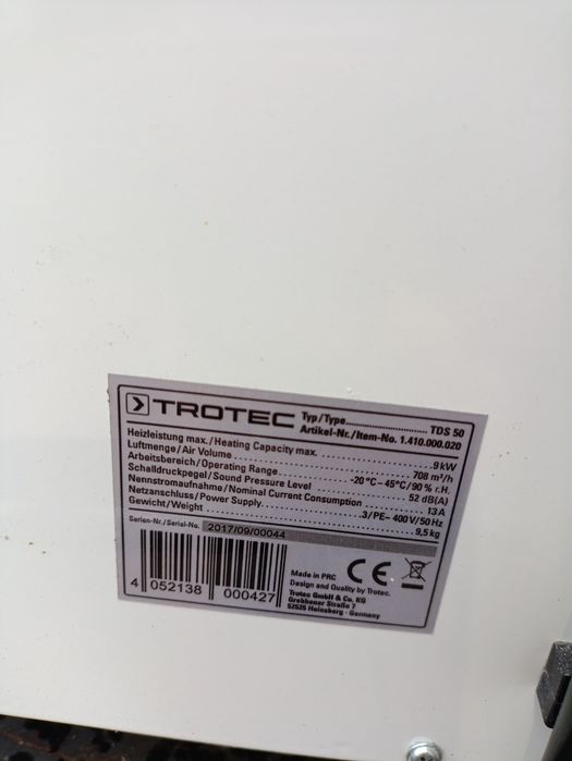 Тепловентелятор Trotec 9 кВт 380в,теплова пушка Trotec 9kW 380v..