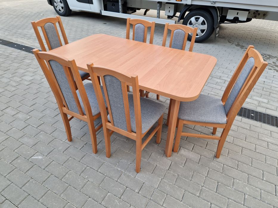 Stół rozkładany + 6 krzeseł, NOWE, OLCHA + SZARY, dostawa cała POLSKA