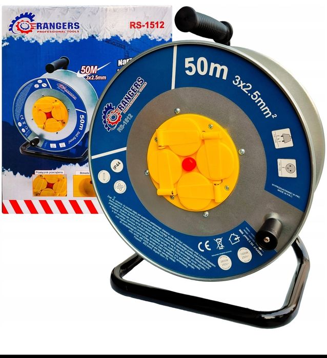 Przedłużacz Bębnowy 50m na metalowym bębnie