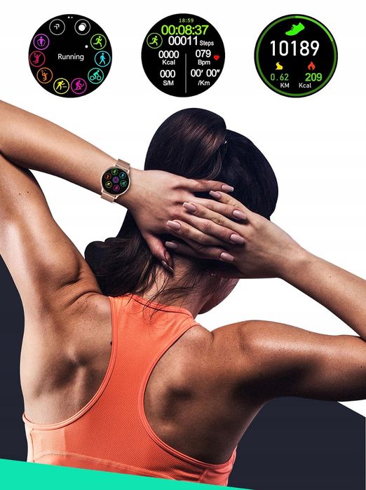 Smartwatch Damski Zegarek Puls Kroki Pasek Gratis - Różowy