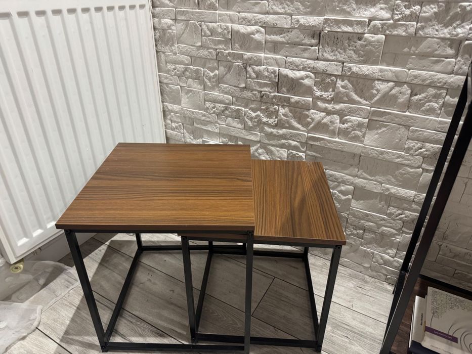 Zestaw stolików + regał loftowy – styl industrialny