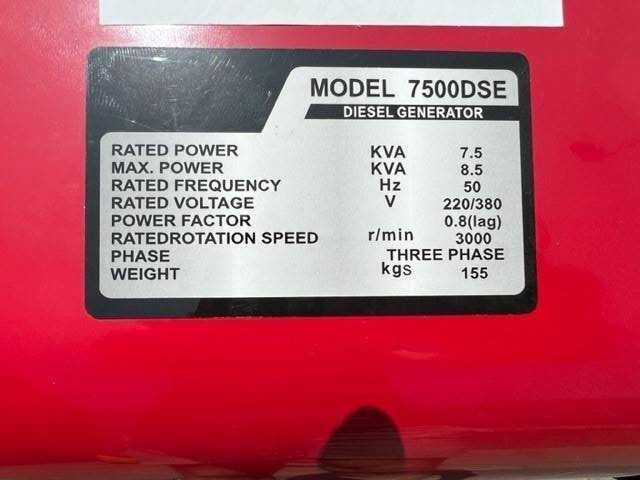 Gerador Diesel 7500DSE 7,5kVA Novo