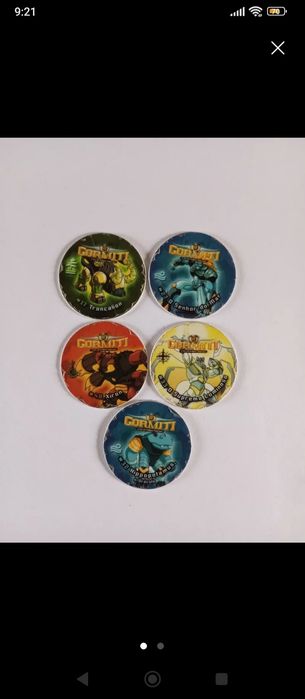 5 Tazos Gormiti ( Estado razoável )