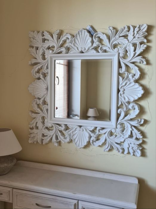 Lustro rustykalne białe