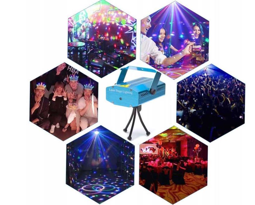 PROJEKTOR LASEROWY Dyskotekowy Światła Led Laser + GRATIS