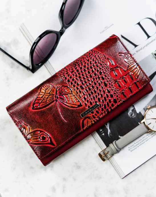 4U Cavaldi portfel skóra naturalna czerwonyPN27-BCF-BL-1321RED ttst765