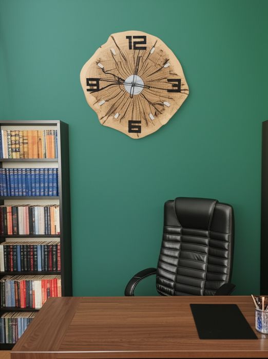 Unikat świata! Duży zegar z drewna – 64 cm, 18 kg, dostawa