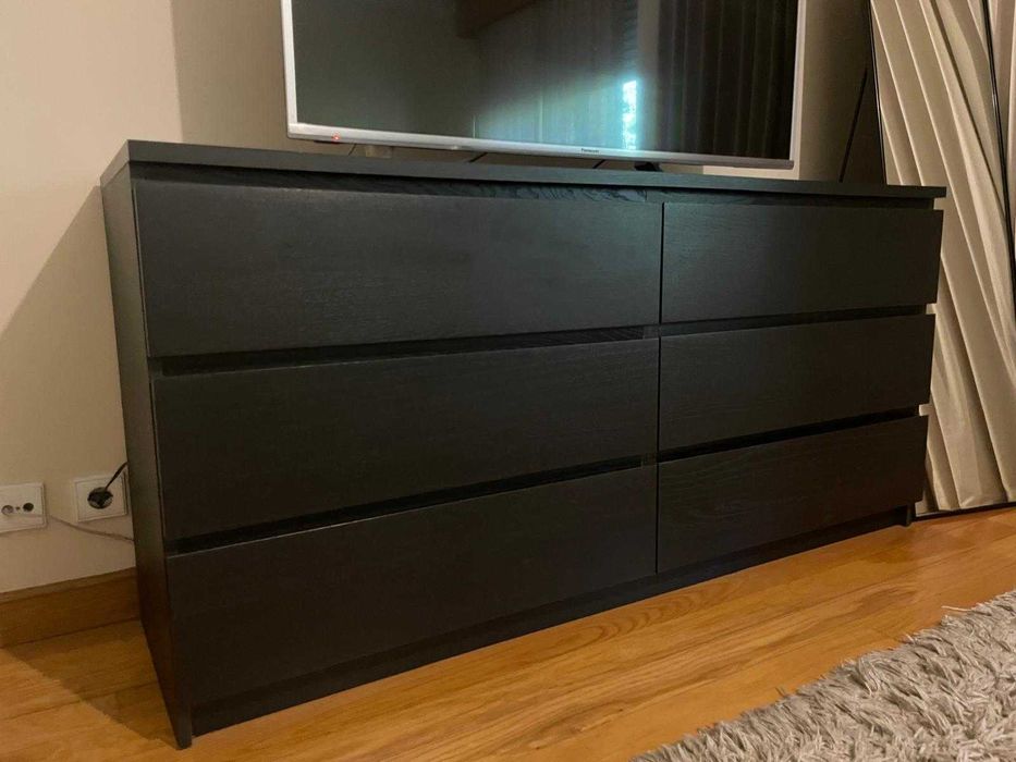 Vendo mobília de quarto Malm Ikea castanho/preto