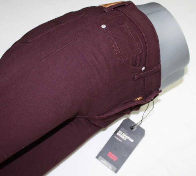 Damskie jeansy Levi's 311 - Skinny bordowe rurki Levis nowe - W27/L30