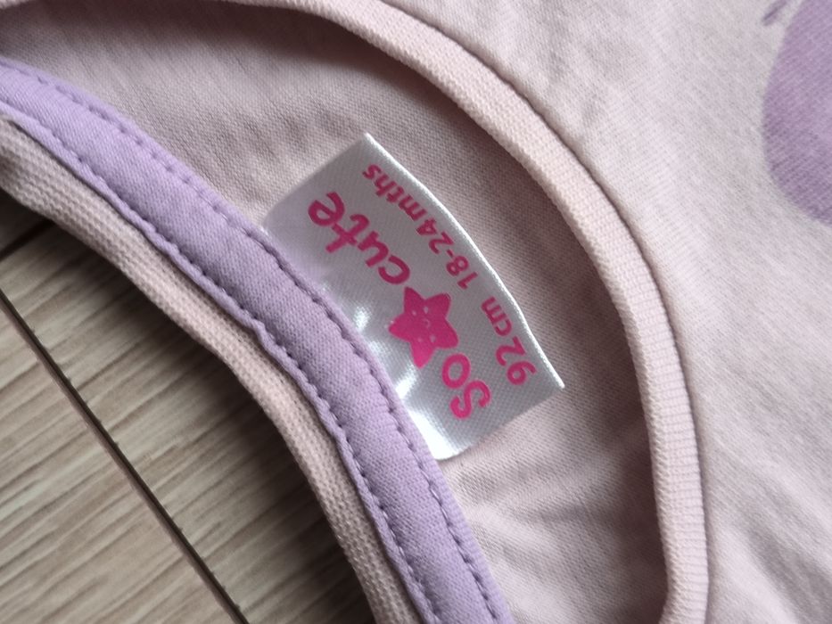 Dwa t-shirty 92 So Cute biała i pudrowy róż