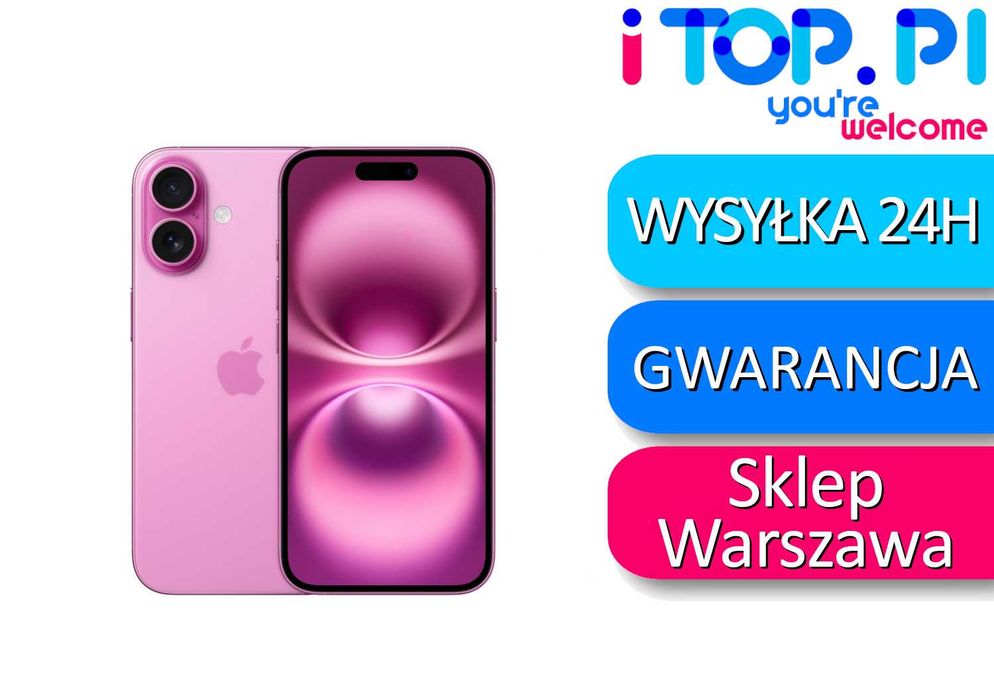iPhone 16 128gb ESim Różowy JAK NOWY I 100% Bateria I Sklep iTop
