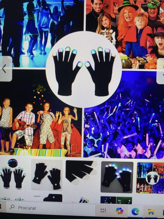 Luvas com dedos LED PARTY GLOVES