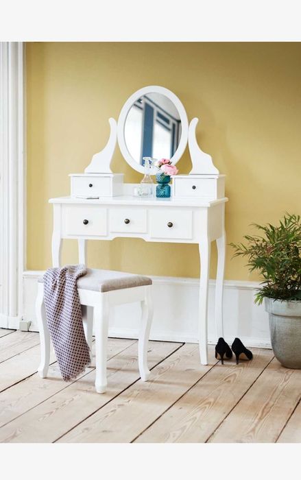 Toaletka MALLING z lustrem 5 szuflad biały