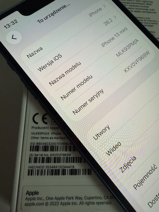 iPhone 13 mini 256gb Blue Idealny Bateria 95%