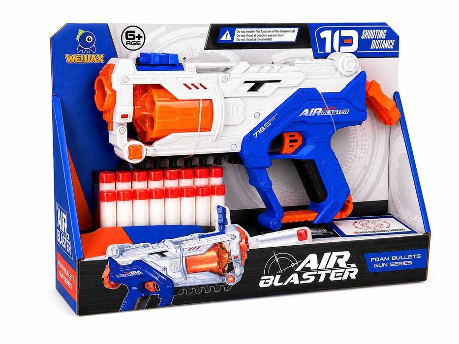 Автоматичний бластер з м'якими кулями Air Blaster, дитячий іграшковий пістолет з поролоновими патронами, дальність до 10 метрі