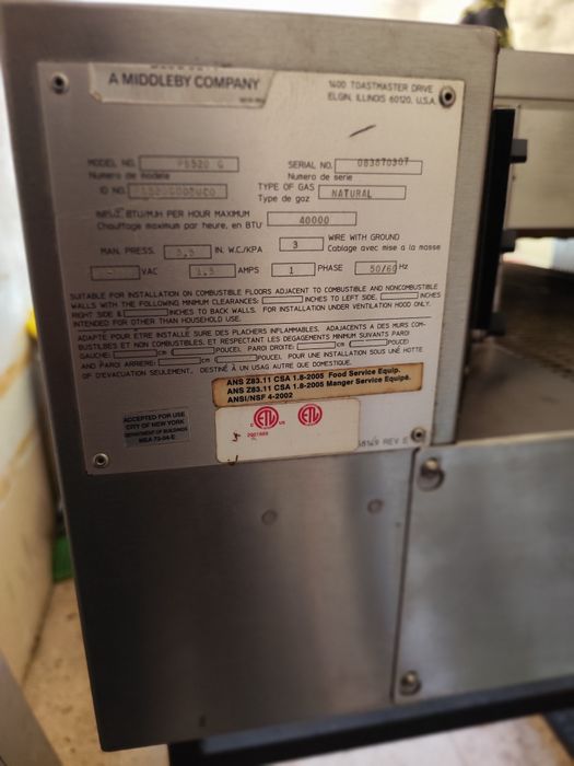 Forno esteira a gás