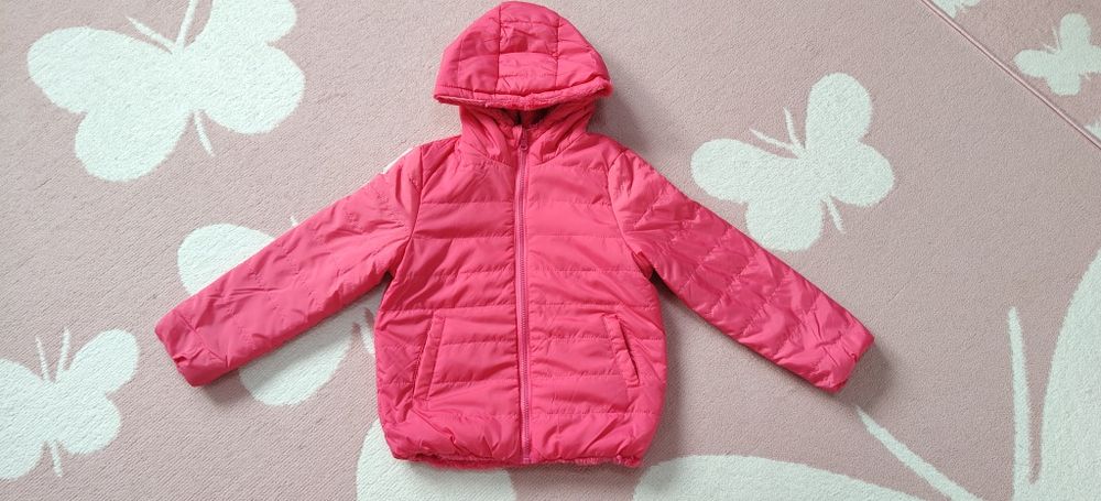 Dwustronna kurtka zimowa r. 134 plusz misio