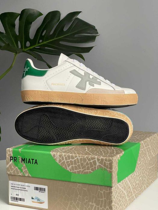 Premiata Stevend White Green Grey Beige Man