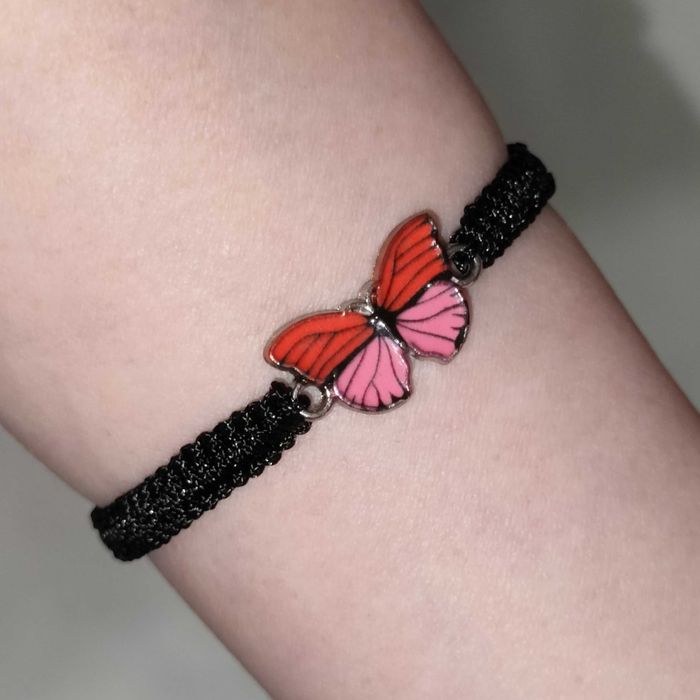 B218 Bransoletka Motyl makrama pleciona Handmade Rękodzieło