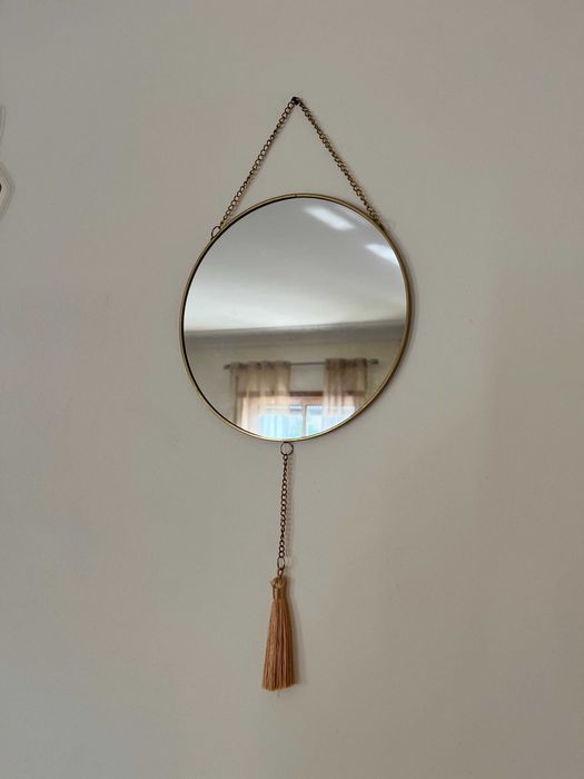 Espelho Dourado Redondo Decorativo (20 cm)