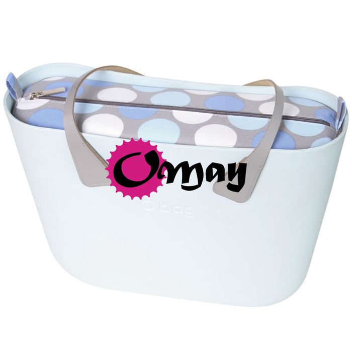 Szary organizer do OBAG MINI grochy niebieskie błękit 2 kieszenie OMAY