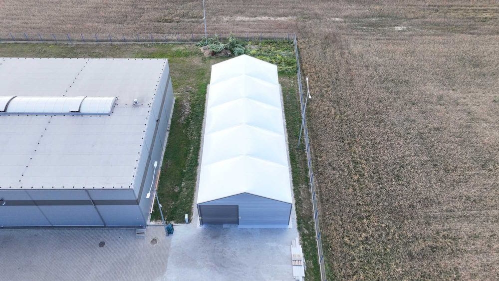 Hala namiotowa 10x25x4m stalowa dach pneumatyczny magazyn
