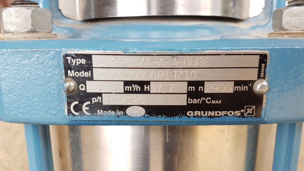 Pompa pionowa Grundfos CR2-60/A-A-A-BUBE, Q=2,5m3/h, H=37,7m 0,75kW