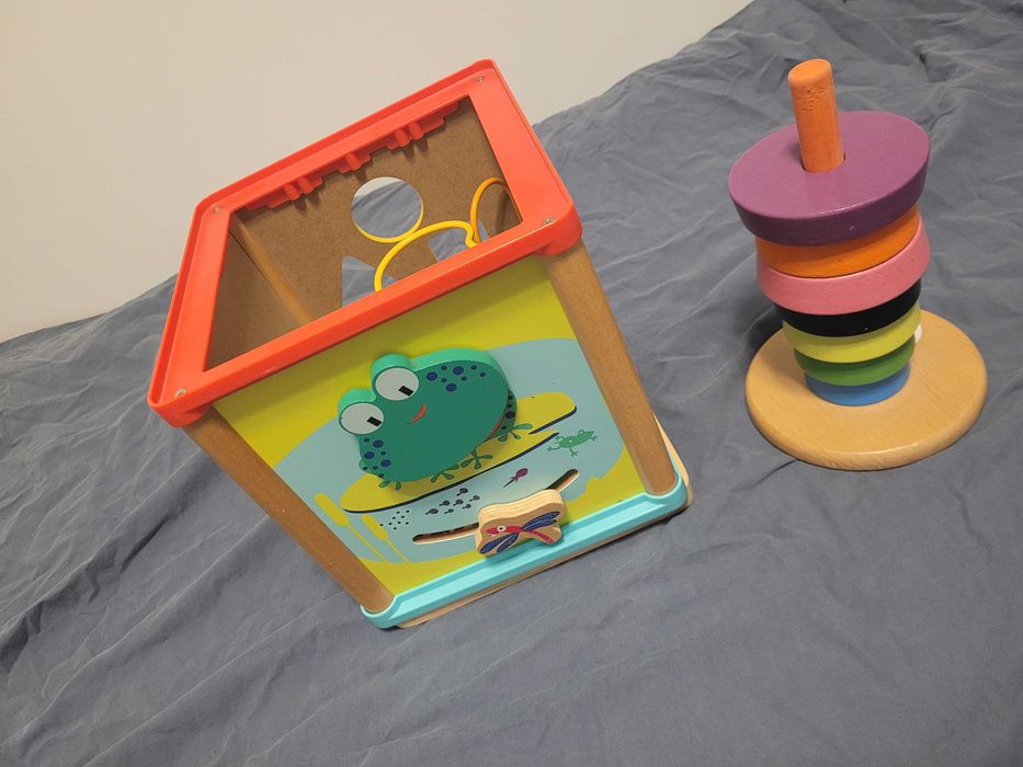 Klocki drewniane, pociag drewniany