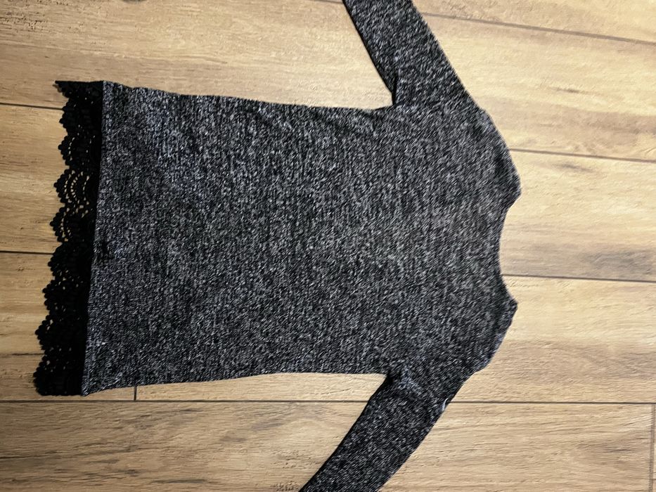 Sweterek długi kardigan z koronką H&M