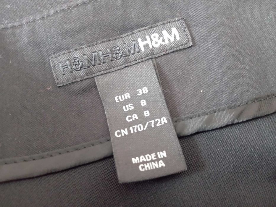 H&M spódnica 38 zamki czarna granat kieszenie