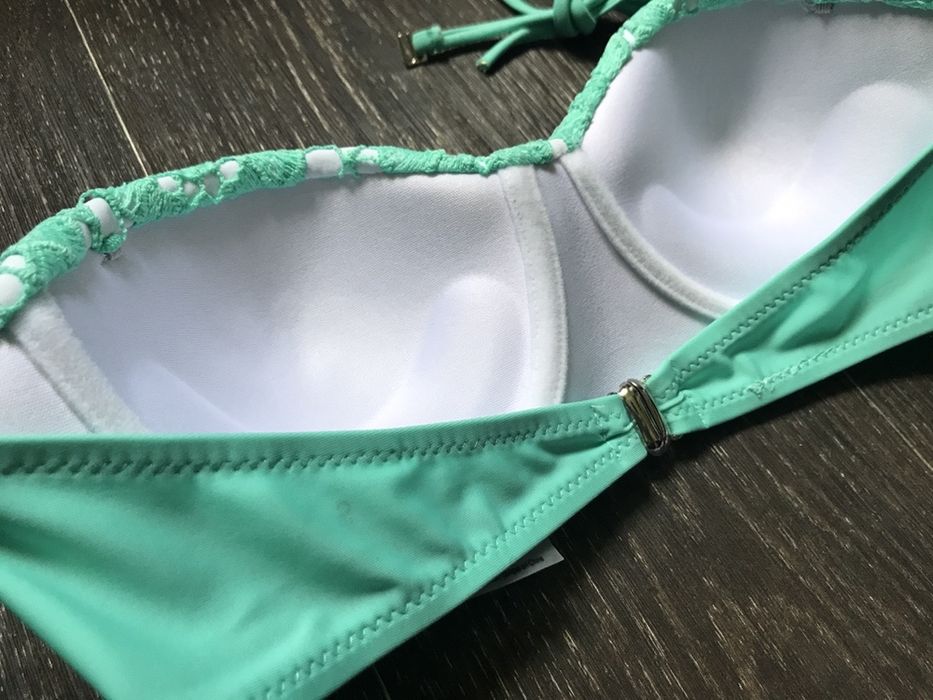 Купальник женский мята и белый ажур новинка s m р пуш ап push up