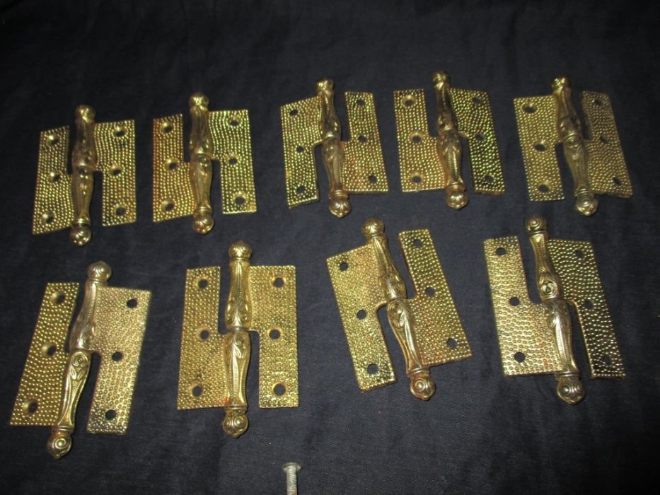 Conjunto de ferragens latão bronze serralharia marcenaria época