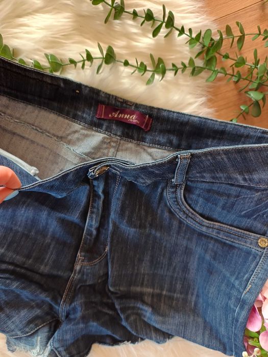 ciemne jeansowe dzinsowe spodenki krótkie shorty szorty damskie 36S