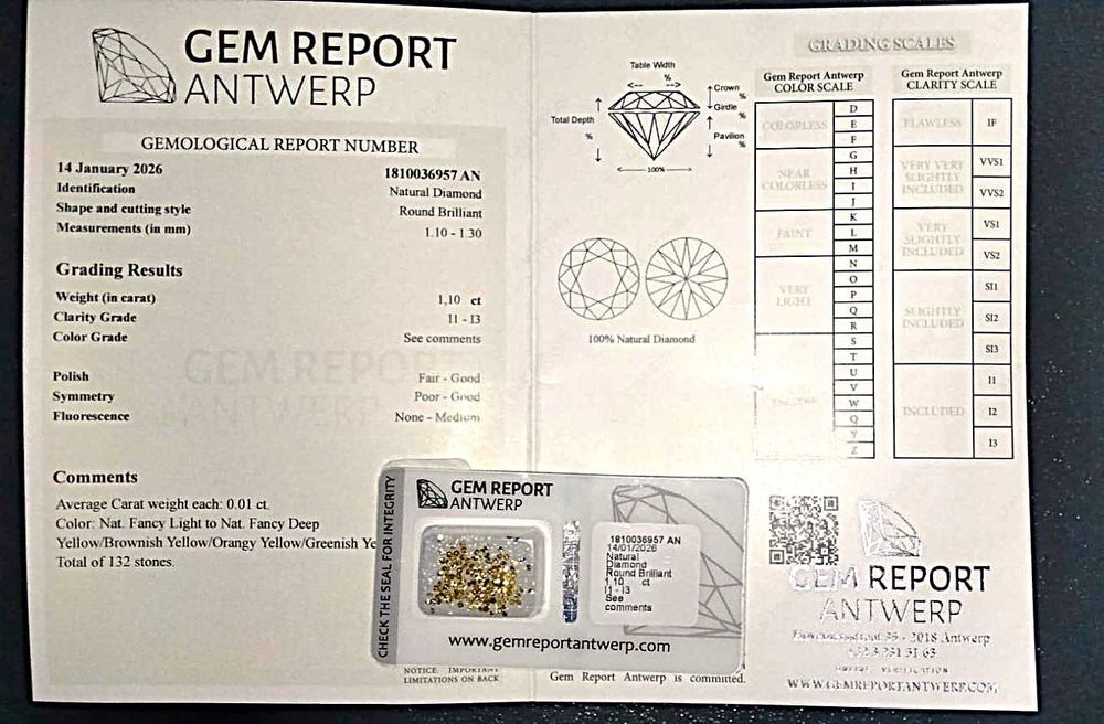 132 Diamantes Naturais, Certificados e Selados, Preço fixo. Portes Grátis com seguro