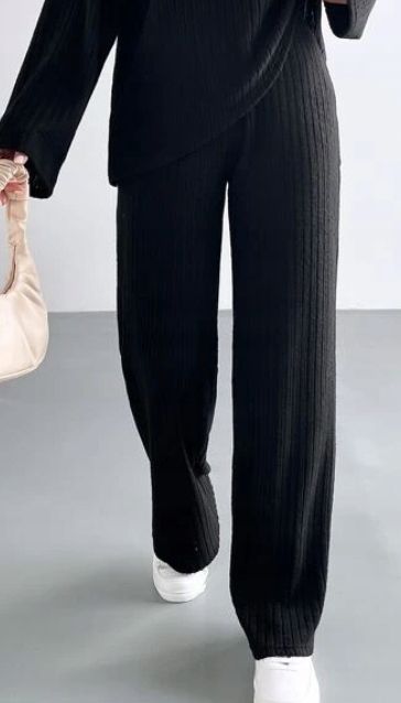 Shein czarne spodnie damskie prążkowane 36 v7v