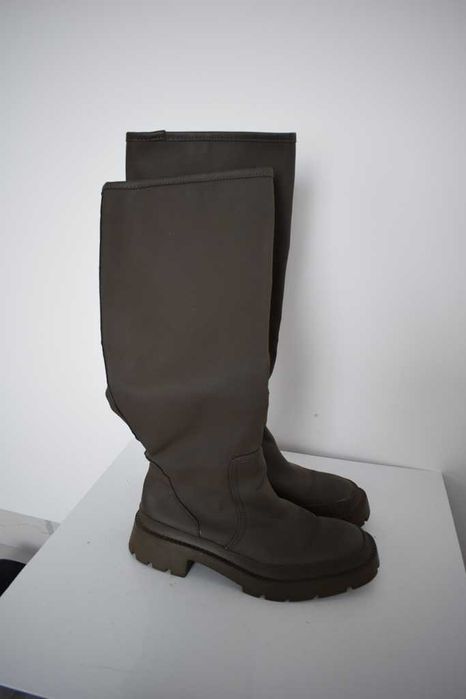 Zara Kozaki khaki wysokie kalosze 39