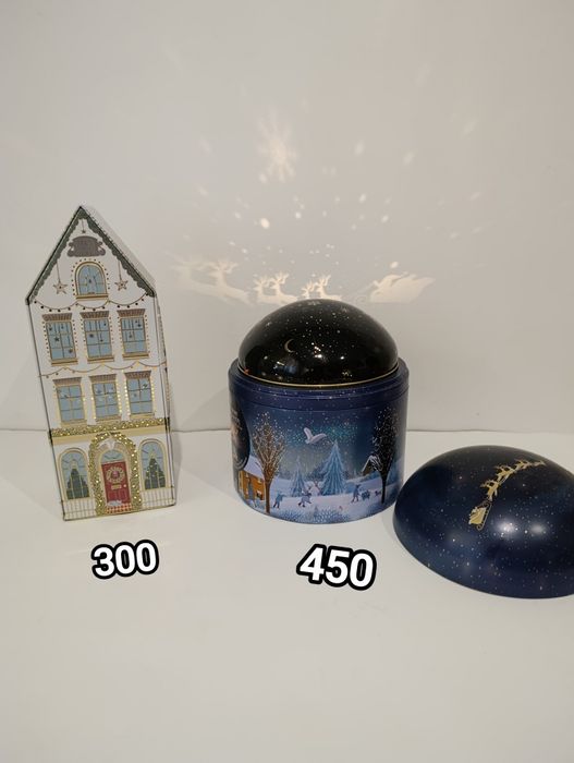 Жестяні різдвяні банки для печива, проектор, музичний, декор