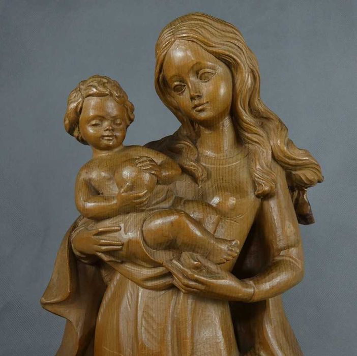 Figura drewno Maryja Królowa z Dzieciątkiem JEZUS MADONNA 49 cm