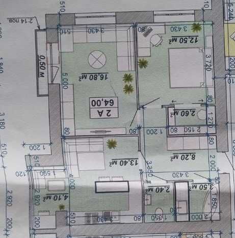 2-кімнатна 64 м², кухня 15 м², гардеробна,лоджія, балкон ЖК “Княгинин”