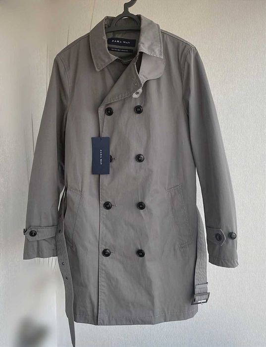 Новый мужской двубортный плащ с отстёгивающейся подкладкой Zara