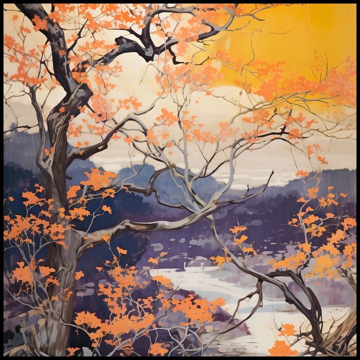 Plakat 100x100cm Złota Jesień nad Jeziorem