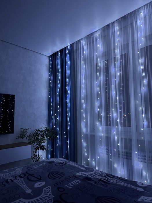 Гірлянда штора 3*2 USB з пультом холодний теплий кольори гирлянда роса