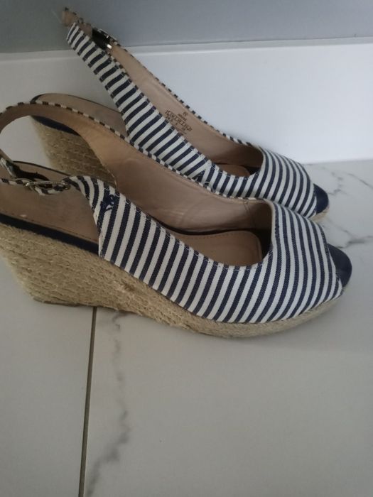 Sandały na koturnie marynarski styl house 38