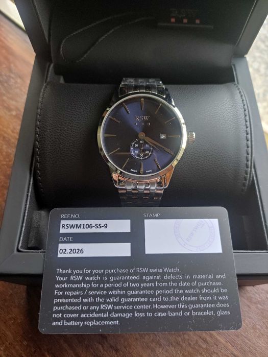 Relógio RSW M106-SS-9. Quartz novo de fábrica, Swiss Made