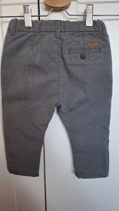 Spodnie w kratkę szare eleganckie Zara rozm. 80