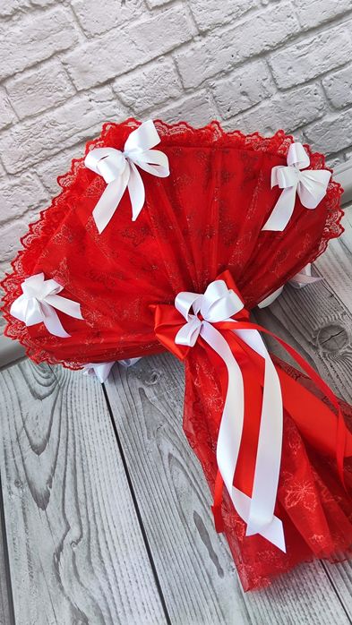 Червоний букет з цукерок Raffaello 27 шт серце подарунок дівчині