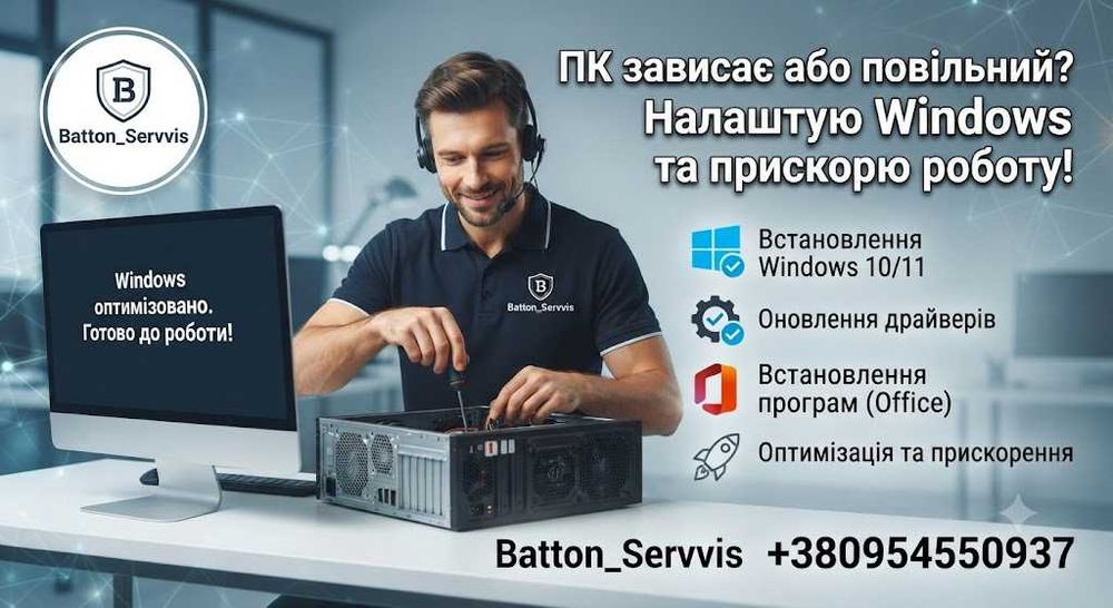 ПК зависає або повільний? Налаштую Windows та прискорю роботу!