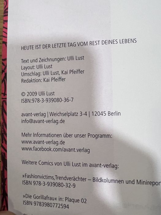 Graphic Novel "Heute ist der letzte Tag..." - Ulli Lust (Alemão)