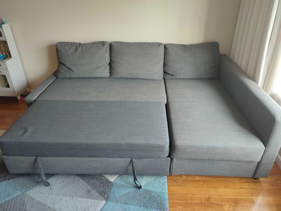 Sofá-cama IKEA FRIHETEN c/ arrumação | Cinzento escuro | Bom estado